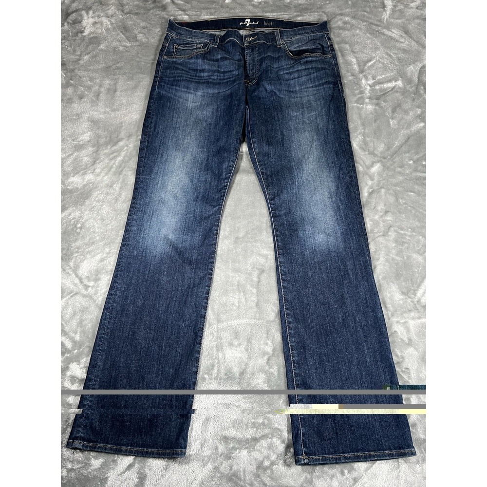 7 For All Mankind Jeans Men Size 38x35 Brett Bootcut Mid-Rise Dark Blue Denim